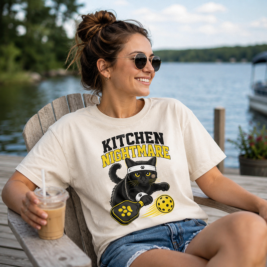 Kitchen Nightmare Black Cat Pickleball T-Shirt