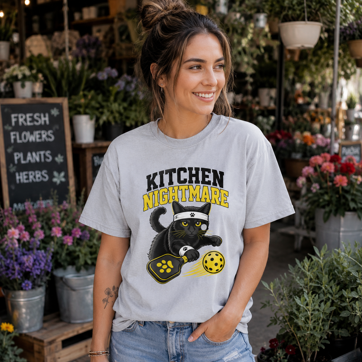 Kitchen Nightmare Black Cat Pickleball T-Shirt