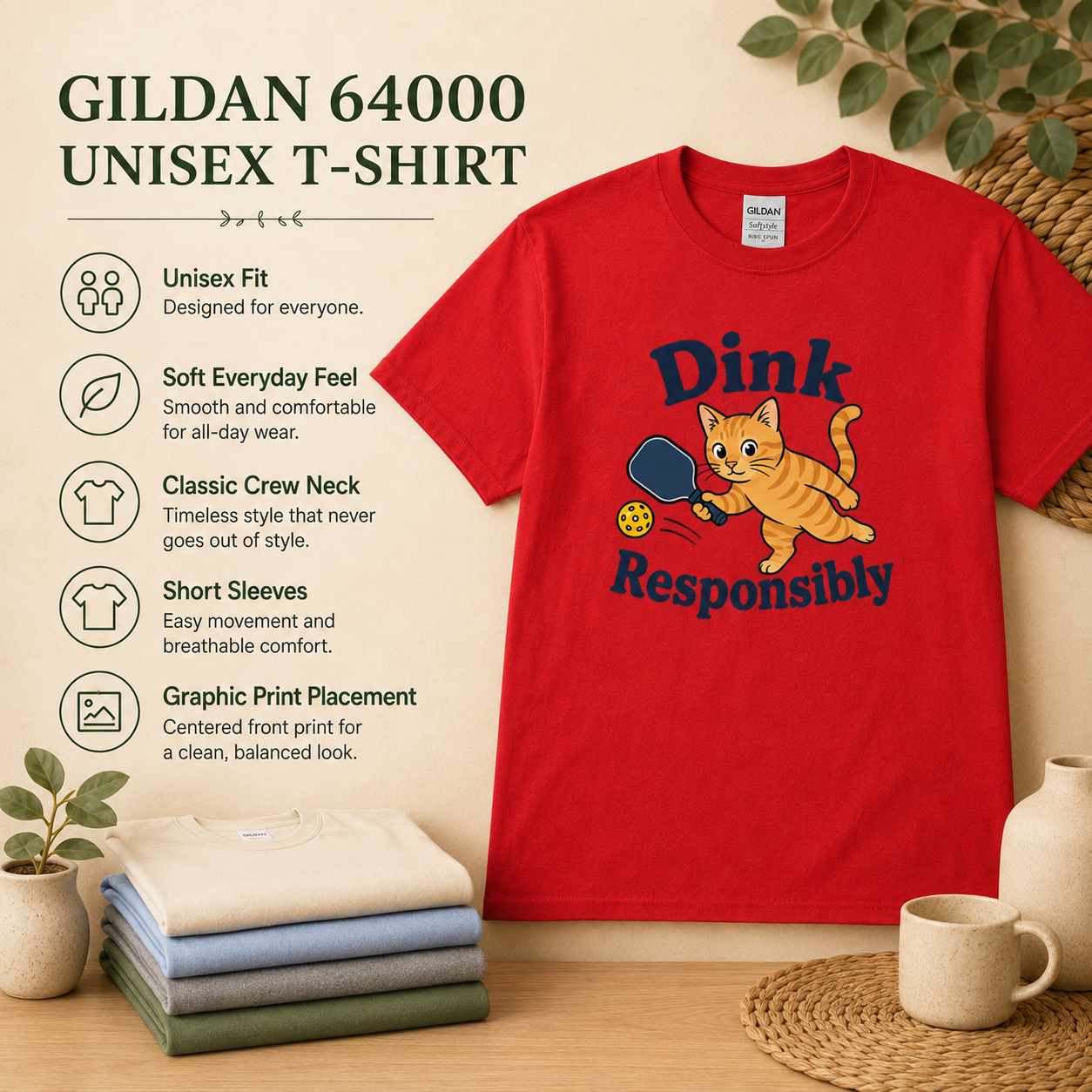 Dink Responsibly Funny Pickleball Cat T-Shirt