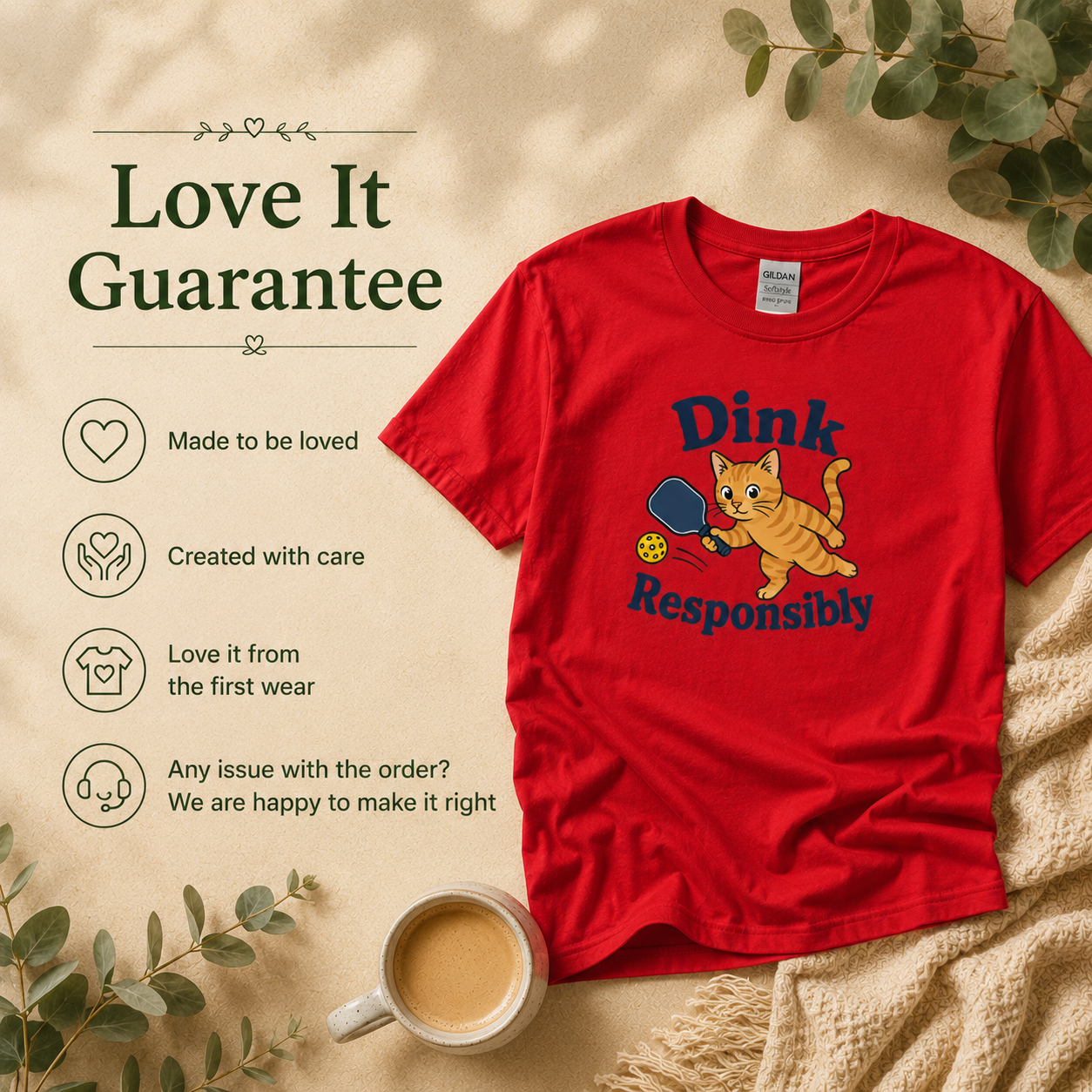 Dink Responsibly Funny Pickleball Cat T-Shirt