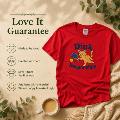 Dink Responsibly Funny Pickleball Cat T-Shirt