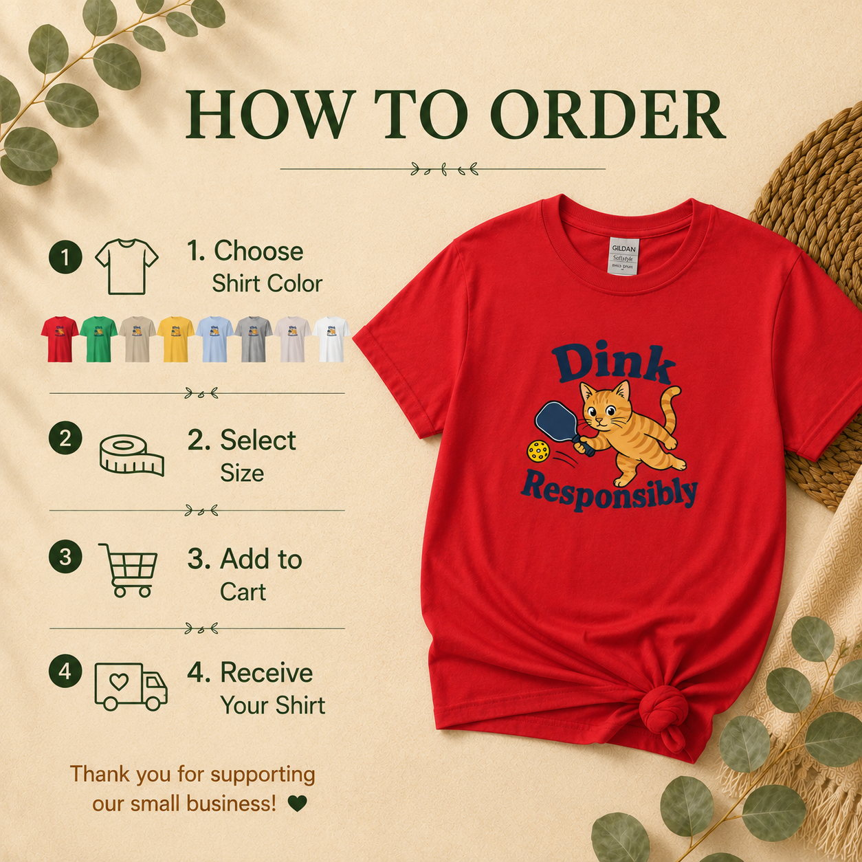 Dink Responsibly Funny Pickleball Cat T-Shirt