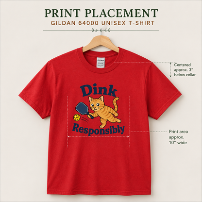 Dink Responsibly Funny Pickleball Cat T-Shirt