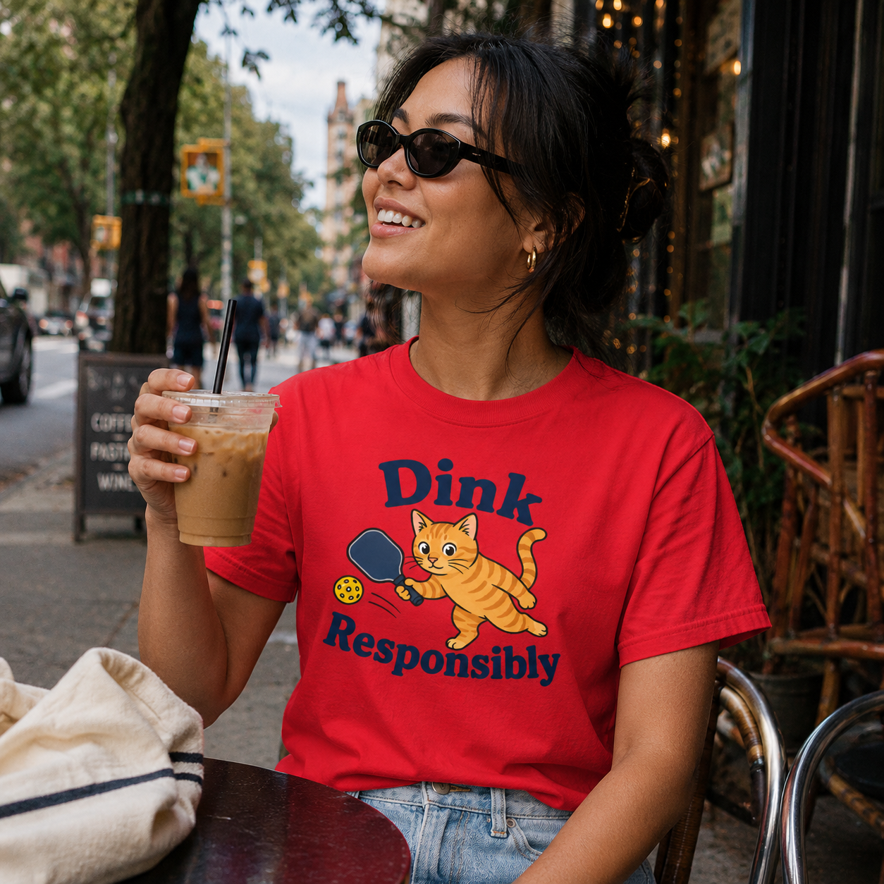 Dink Responsibly Funny Pickleball Cat T-Shirt