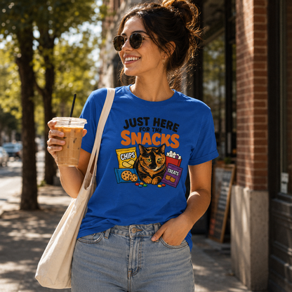 Just Here for the Snacks Funny Cat T-Shirt