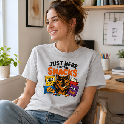 Just Here for the Snacks Funny Cat T-Shirt