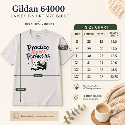 Practice Makes Perfect-ish Rabbit Piano T-Shirt