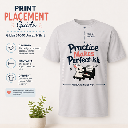 Practice Makes Perfect-ish Rabbit Piano T-Shirt