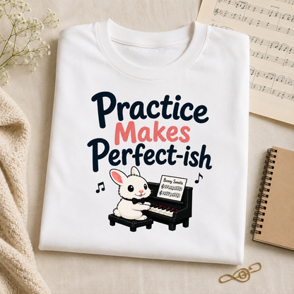 Practice Makes Perfect-ish Rabbit Piano T-Shirt