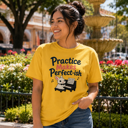 Practice Makes Perfect-ish Rabbit Piano T-Shirt