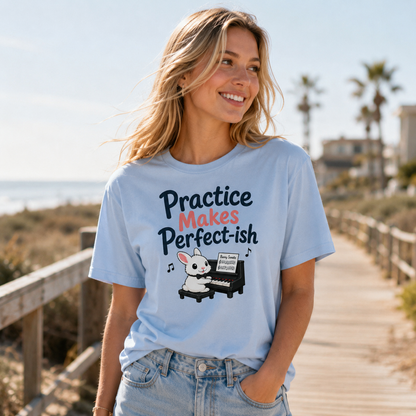 Practice Makes Perfect-ish Rabbit Piano T-Shirt