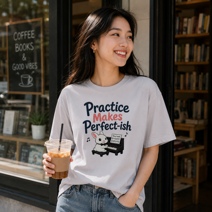 Practice Makes Perfect-ish Rabbit Piano T-Shirt
