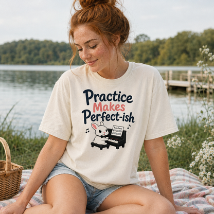 Practice Makes Perfect-ish Rabbit Piano T-Shirt