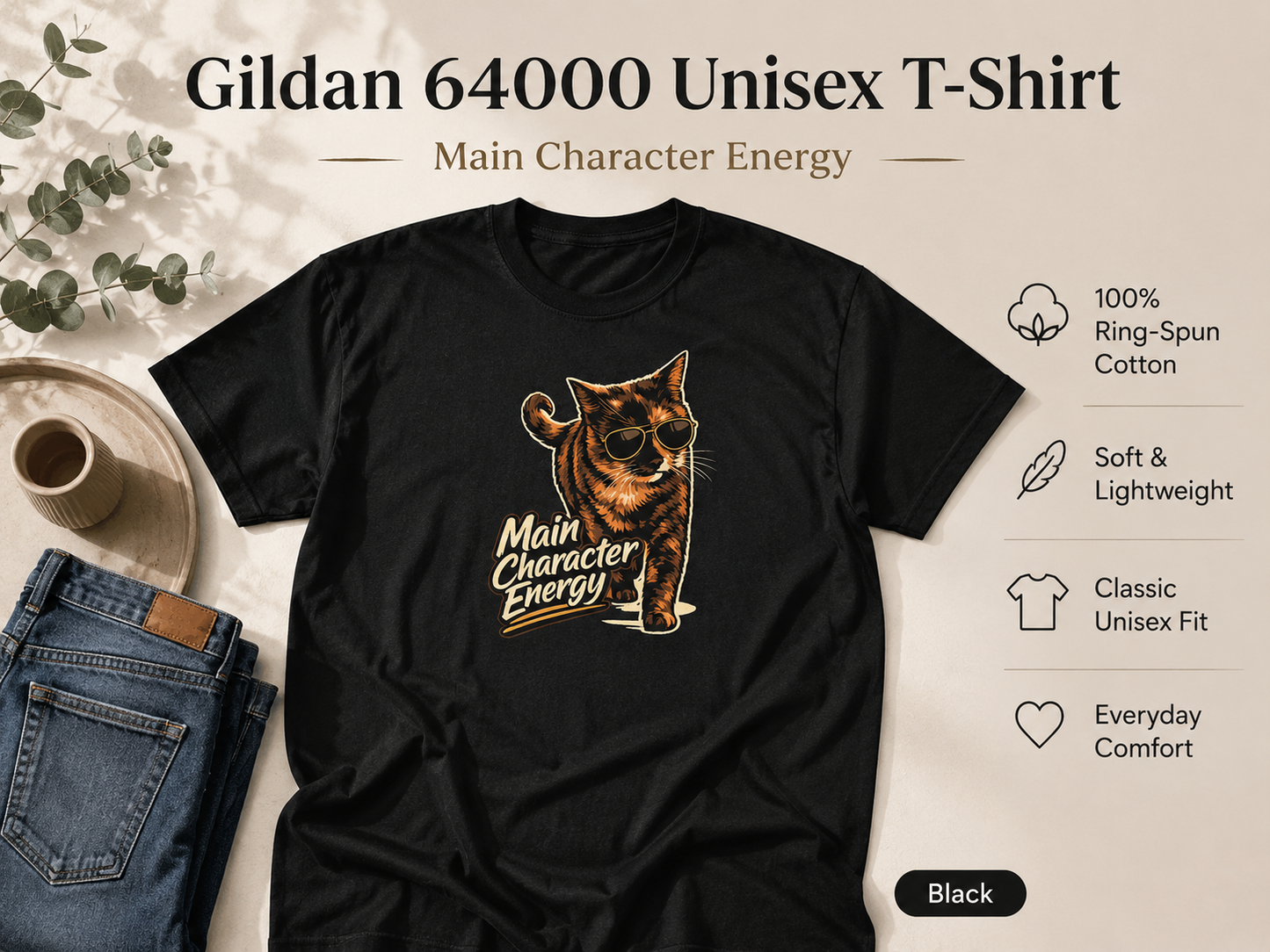 Main Character Energy Cat T-Shirt