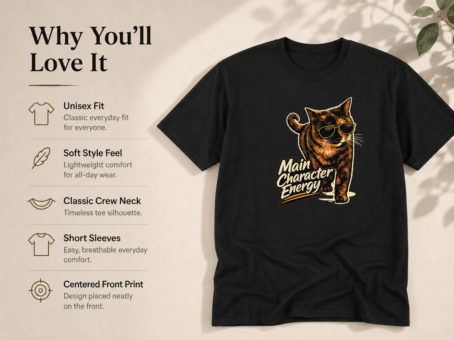 Main Character Energy Cat T-Shirt