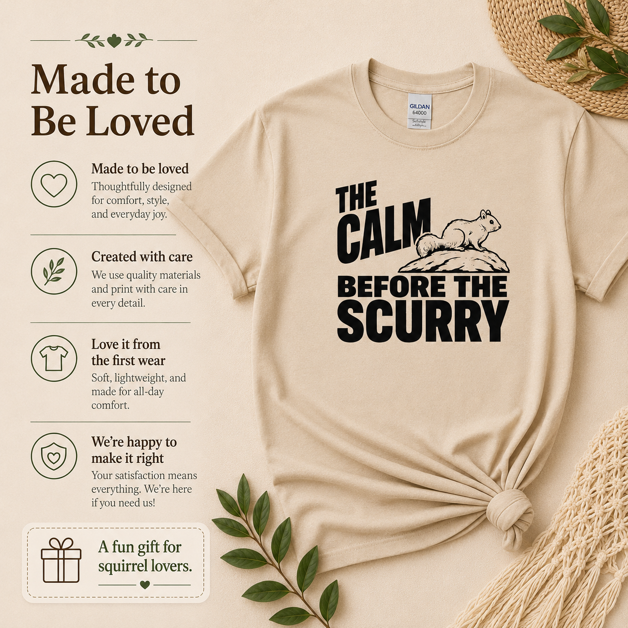 Funny Squirrel Shirt, Calm Before the Scurry Tee, Wildlife Lover Gift