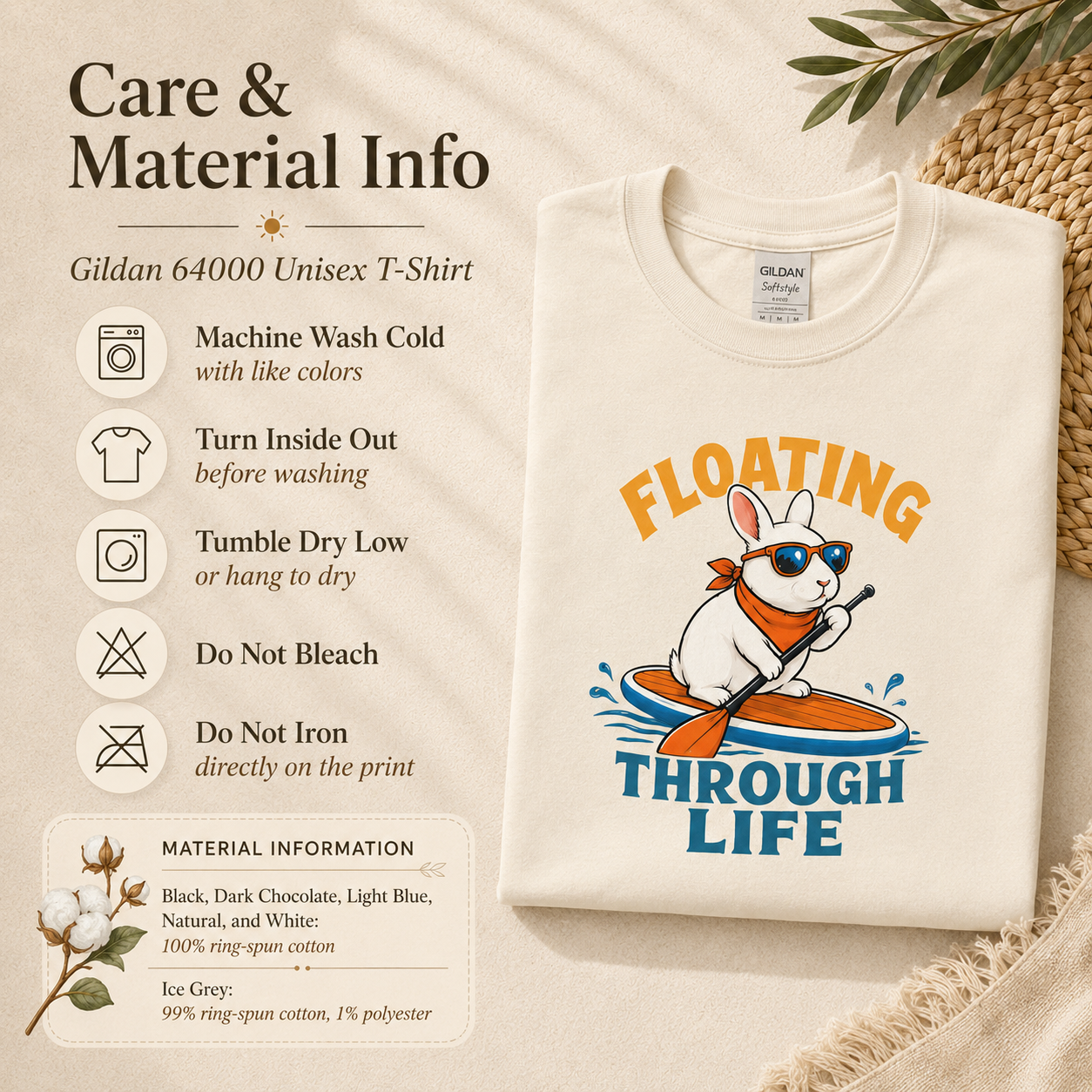 Floating Through Life Bunny Shirt, Paddleboard Rabbit Tee, Beach Lover Gift