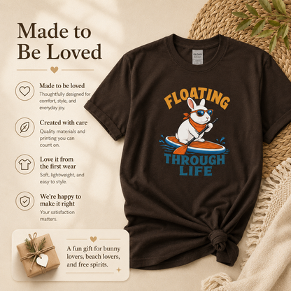 Floating Through Life Bunny Shirt, Paddleboard Rabbit Tee, Beach Lover Gift