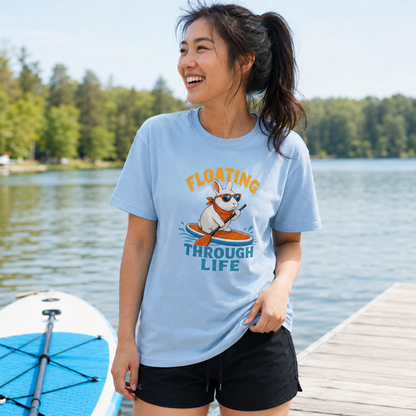 Floating Through Life Bunny Shirt, Paddleboard Rabbit Tee, Beach Lover Gift