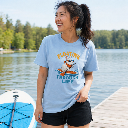 Floating Through Life Bunny Shirt, Paddleboard Rabbit Tee, Beach Lover Gift