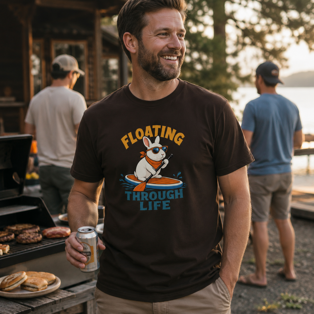 Floating Through Life Bunny Shirt, Paddleboard Rabbit Tee, Beach Lover Gift