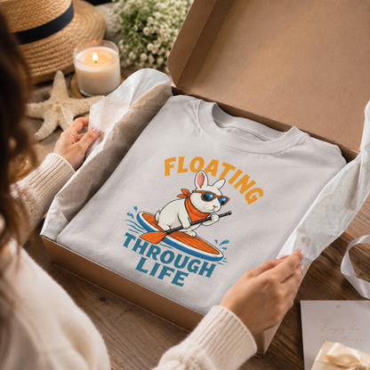 Floating Through Life Bunny Shirt, Paddleboard Rabbit Tee, Beach Lover Gift