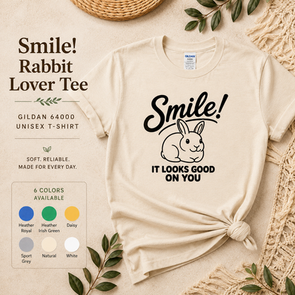 Smile Rabbit Shirt, Cute Bunny Graphic Tee, Positive Message T-Shirt, Rabbit Lover Gift