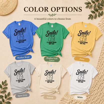 Smile Rabbit Shirt, Cute Bunny Graphic Tee, Positive Message T-Shirt, Rabbit Lover Gift