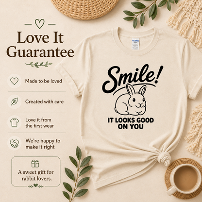 Smile Rabbit Shirt, Cute Bunny Graphic Tee, Positive Message T-Shirt, Rabbit Lover Gift