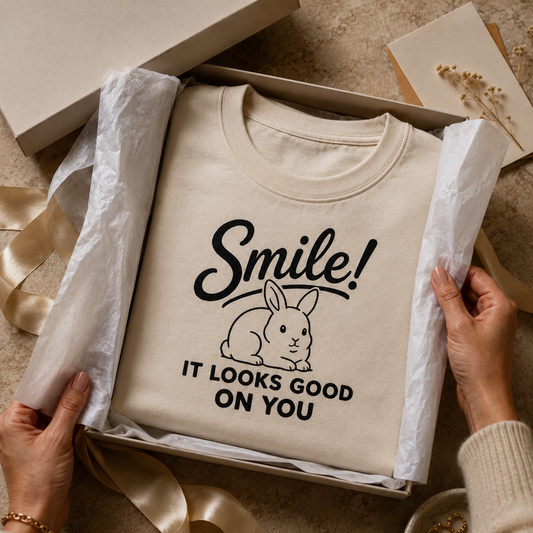 Smile Rabbit Shirt, Cute Bunny Graphic Tee, Positive Message T-Shirt, Rabbit Lover Gift