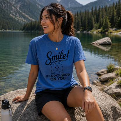 Smile Rabbit Shirt, Cute Bunny Graphic Tee, Positive Message T-Shirt, Rabbit Lover Gift