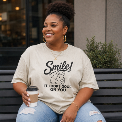Smile Rabbit Shirt, Cute Bunny Graphic Tee, Positive Message T-Shirt, Rabbit Lover Gift
