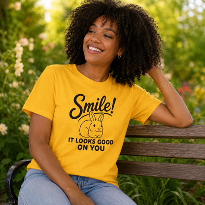 Smile Rabbit Shirt, Cute Bunny Graphic Tee, Positive Message T-Shirt, Rabbit Lover Gift