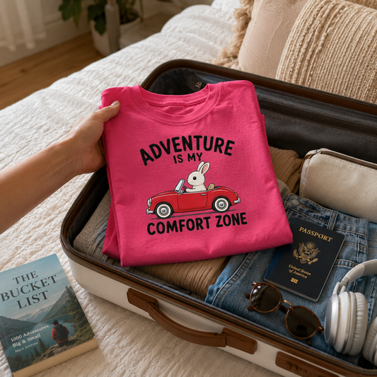 Adventure Bunny Shirt, Rabbit Road Trip Tee, Adventure Is My Comfort Zone T-Shirt, Travel Lover Gift