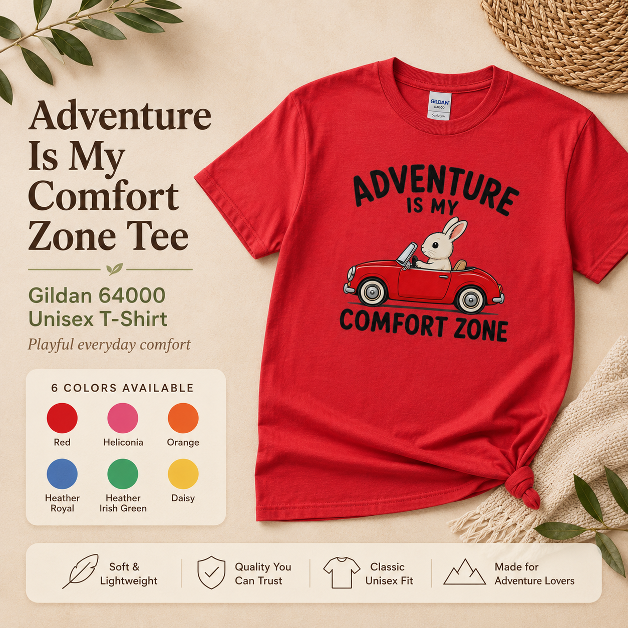 Adventure Bunny Shirt, Rabbit Road Trip Tee, Adventure Is My Comfort Zone T-Shirt, Travel Lover Gift
