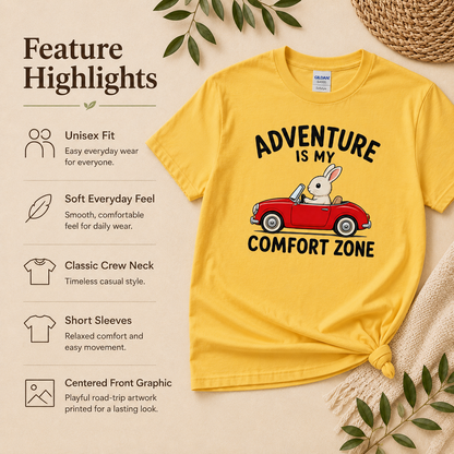 Adventure Bunny Shirt, Rabbit Road Trip Tee, Adventure Is My Comfort Zone T-Shirt, Travel Lover Gift