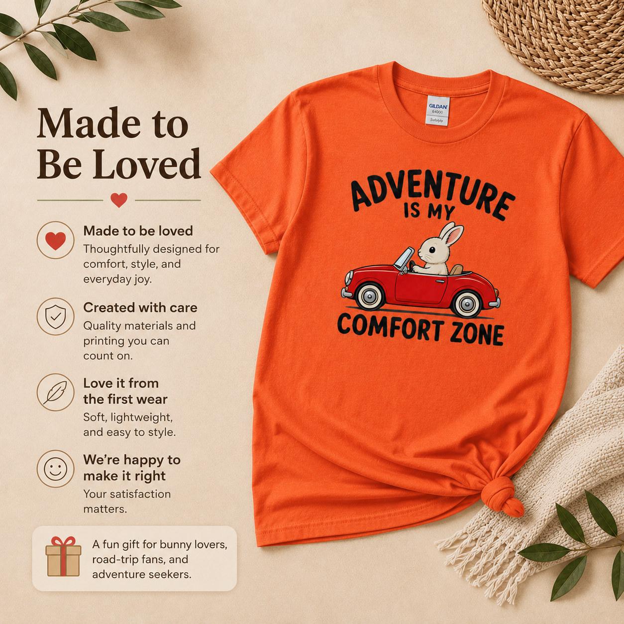 Adventure Bunny Shirt, Rabbit Road Trip Tee, Adventure Is My Comfort Zone T-Shirt, Travel Lover Gift