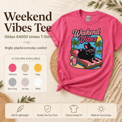 Weekend Vibes Bunny Shirt, Rabbit Summer Tee, Poolside Bunny T-Shirt, Beach Vacation Shirt, Rabbit Lover Gift