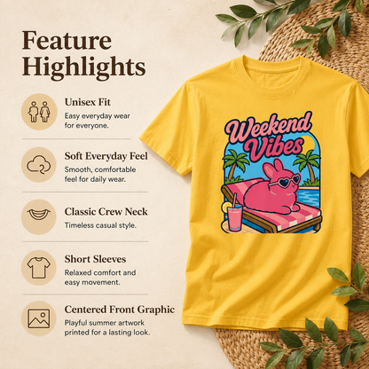 Weekend Vibes Bunny Shirt, Rabbit Summer Tee, Poolside Bunny T-Shirt, Beach Vacation Shirt, Rabbit Lover Gift