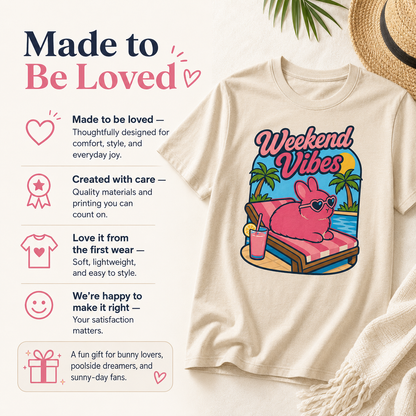 Weekend Vibes Bunny Shirt, Rabbit Summer Tee, Poolside Bunny T-Shirt, Beach Vacation Shirt, Rabbit Lover Gift