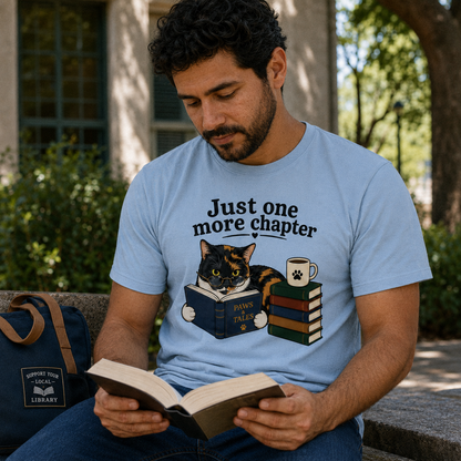 Just One More Chapter Shirt, Book Lover Cat Tee, Funny Reader Shirt, Bookworm Gift, Cat Lover Shirt, Reading T-Shirt