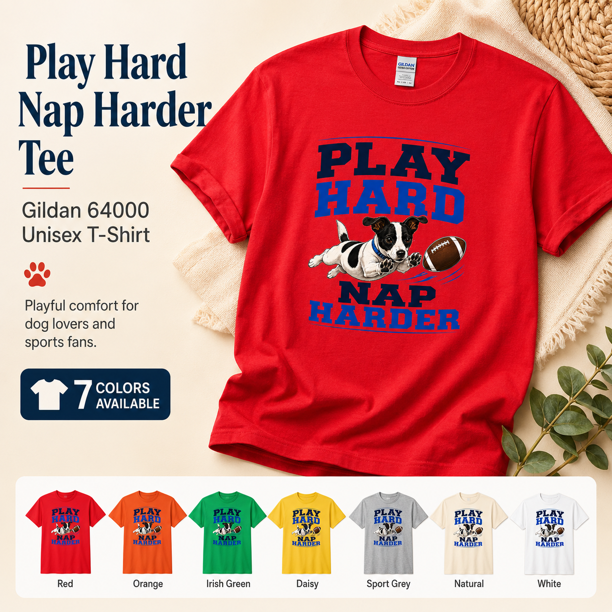Play Hard Nap Harder Shirt, Funny Dog Shirt, Football Dog Tee, Dog Lover Gift, Football Fan Shirt, Pet Parent Gift