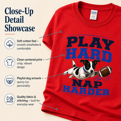 Play Hard Nap Harder Shirt, Funny Dog Shirt, Football Dog Tee, Dog Lover Gift, Football Fan Shirt, Pet Parent Gift