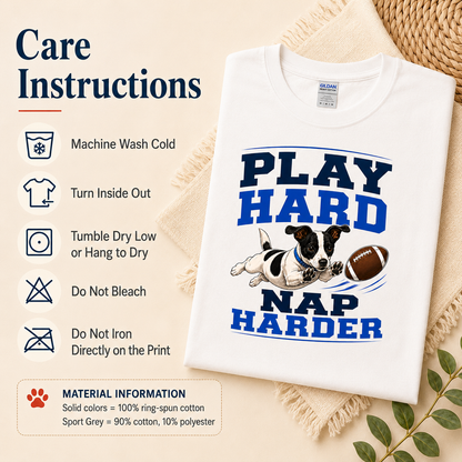 Play Hard Nap Harder Shirt, Funny Dog Shirt, Football Dog Tee, Dog Lover Gift, Football Fan Shirt, Pet Parent Gift