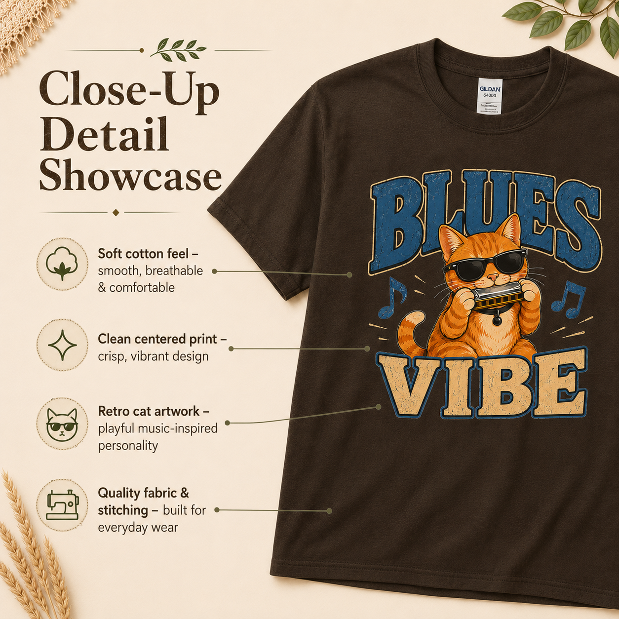 Blues Cat Shirt, Music Lover Tee, Funny Cat T-Shirt, Harmonica Shirt, Retro Cat Tee, Musician Gift, Cat Lover Gift