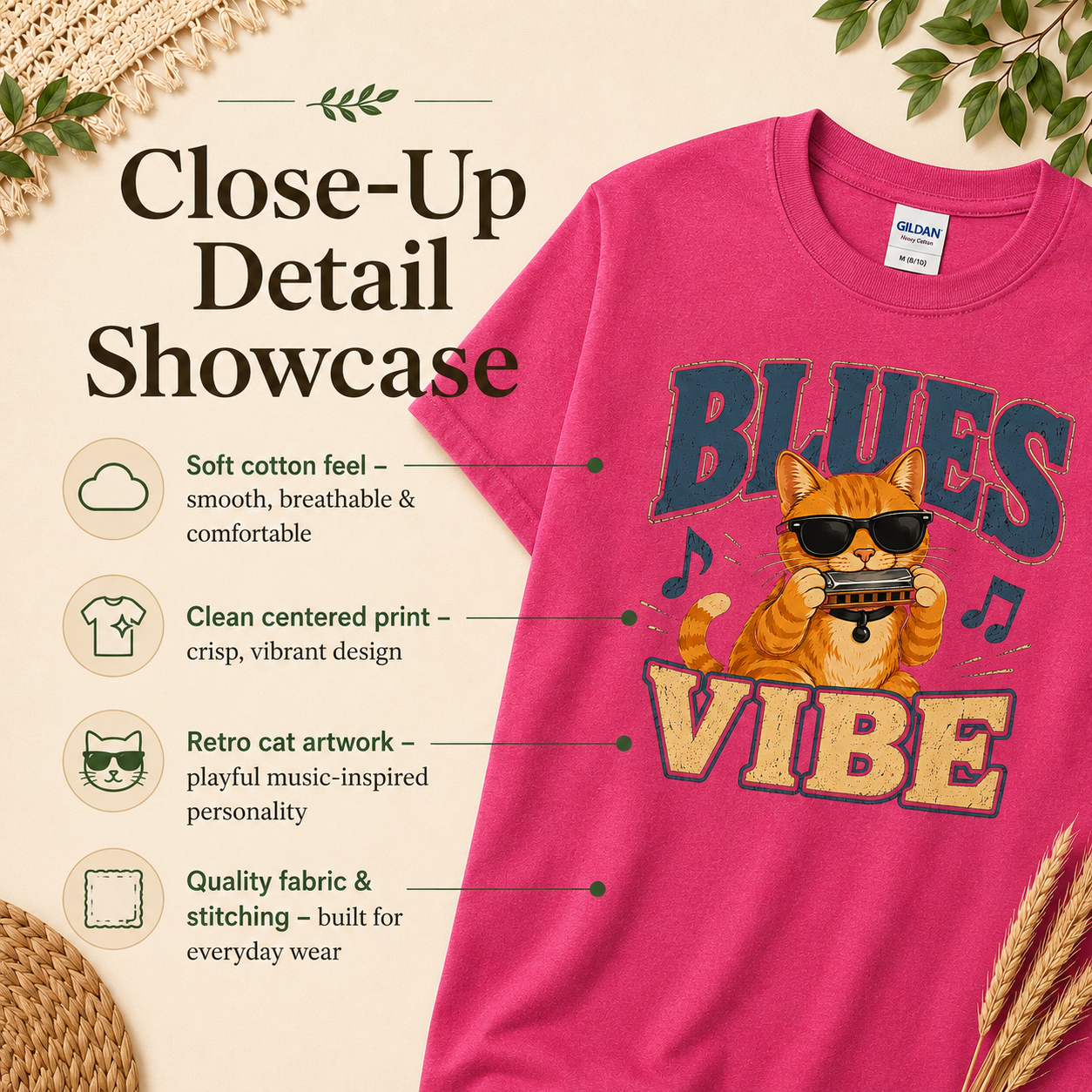 Blues Cat Shirt, Music Lover Tee, Funny Cat T-Shirt, Harmonica Shirt, Retro Music Tee, Cat Lover Gift, Musician Gift