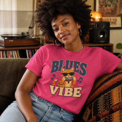Blues Cat Shirt, Music Lover Tee, Funny Cat T-Shirt, Harmonica Shirt, Retro Music Tee, Cat Lover Gift, Musician Gift