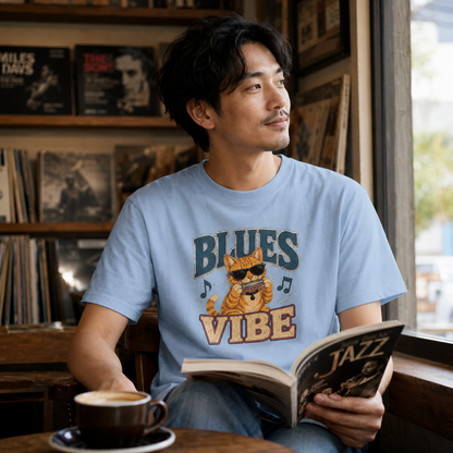 Blues Cat Shirt, Music Lover Tee, Funny Cat T-Shirt, Harmonica Shirt, Retro Music Tee, Cat Lover Gift, Musician Gift