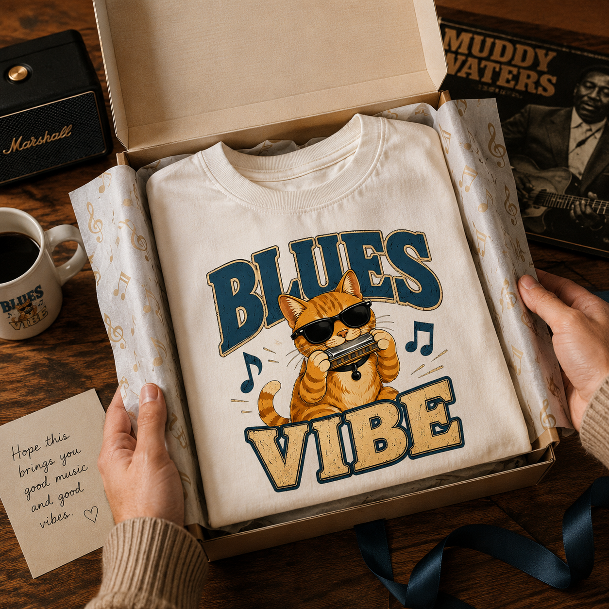Blues Cat Shirt, Music Lover Tee, Funny Cat T-Shirt, Harmonica Shirt, Retro Music Tee, Cat Lover Gift, Musician Gift