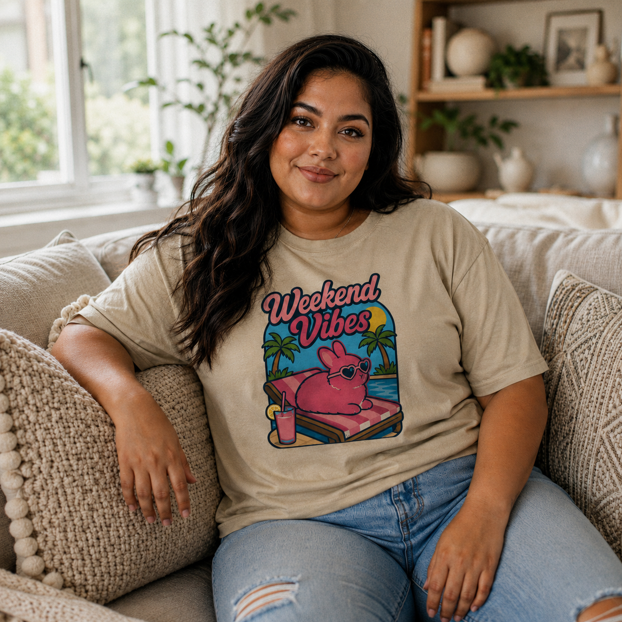 Weekend Vibes Bunny Shirt, Rabbit Summer Tee, Poolside Bunny T-Shirt, Beach Vacation Shirt, Rabbit Lover Gift